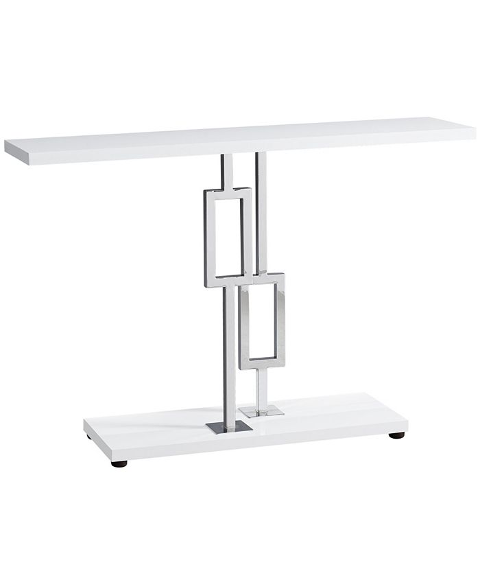 Monarch Specialties - Accent Table - 48"L Glossy White Chrome Metal