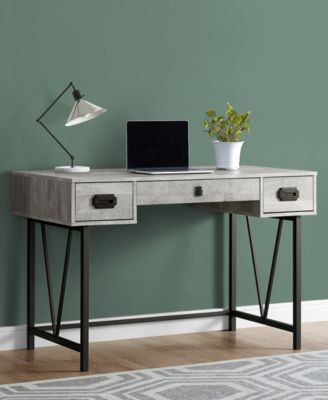 Monarch Specialties - Computer Desk - 48"L Grey Wood Grain Black Metal