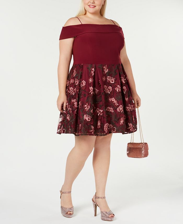 Macy's burgundy dress plus size on sale