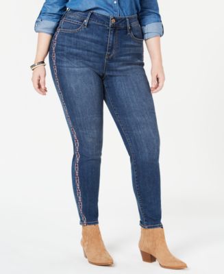 Seven7 Jeans Seven7 Trendy Plus Size Embroidered Skinny Jeans