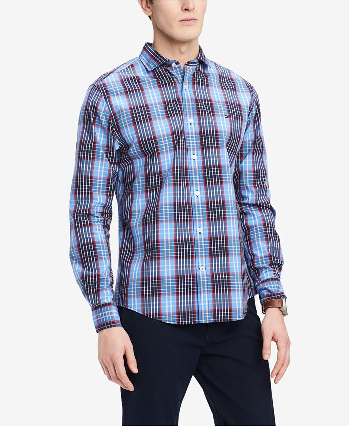 Tommy Hilfiger Men's Classic Fit Stewart Plaid Shirt, Created for Macy ...