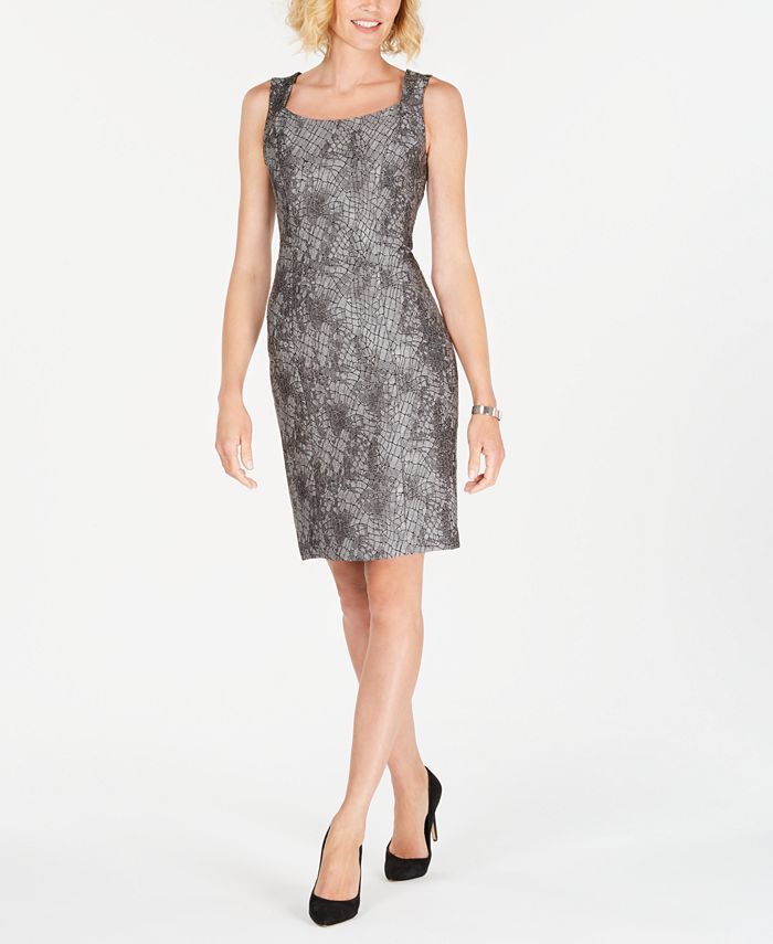 Kasper Metallic Jacquard Sheath Dress - Macy's