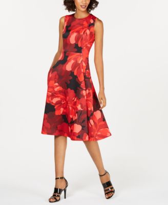 calvin klein red floral dress