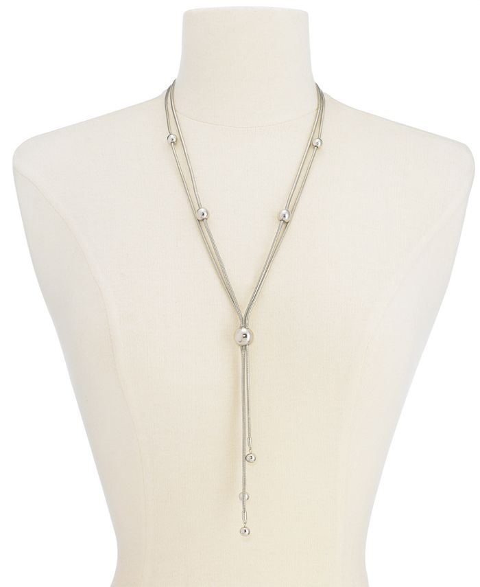 Alfani - Beaded Double Strand Lariat Necklace, 24" + 2" extender
