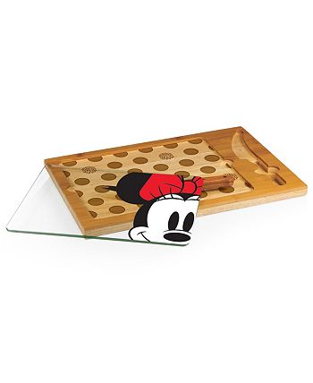 Disney - Minnie Mouse Button Eye Icon Glass Top Cutting Board & Knife Set
