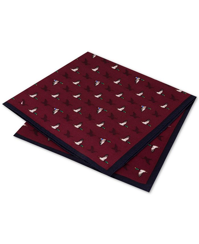 Club Room Men's Shadow Geese Silk Pocket Square, Created for Macy's