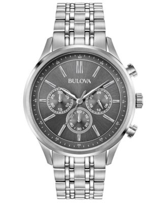 Bulova Men's Stainless Steel Bracelet Watch 42mm, Created for Macy's ...