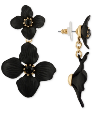 image of Rachel Rachel Roy Gold-Tone Crystal Flower Double Drop Earrings