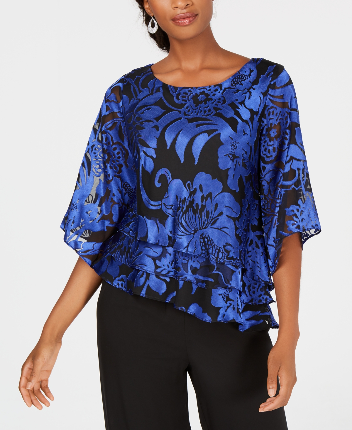 Alex Evenings Printed Tiered Blouse