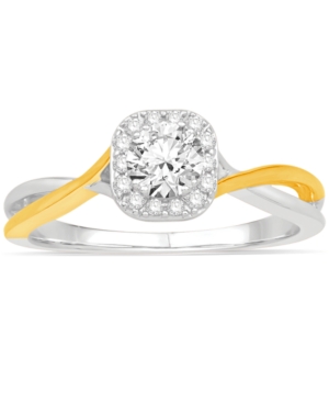 image of Diamond Two-Tone Halo Engagement Ring (1/2 ct. t.w.) in 14k Gold and White Gold