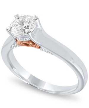 image of Diamond Two-Tone Engagement Ring (1 ct. t.w.) in 14k White and Rose Gold