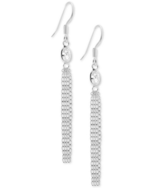 image of Essentials Cubic Zirconia Dangle Chain Drop Earrings in Fine Silver-Plate