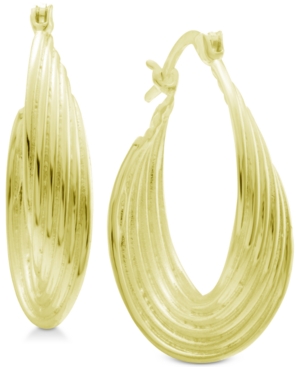 image of Essentials Multi-Layer Twisted Oval Medium Hoop in Fine Silver Plate Earrings