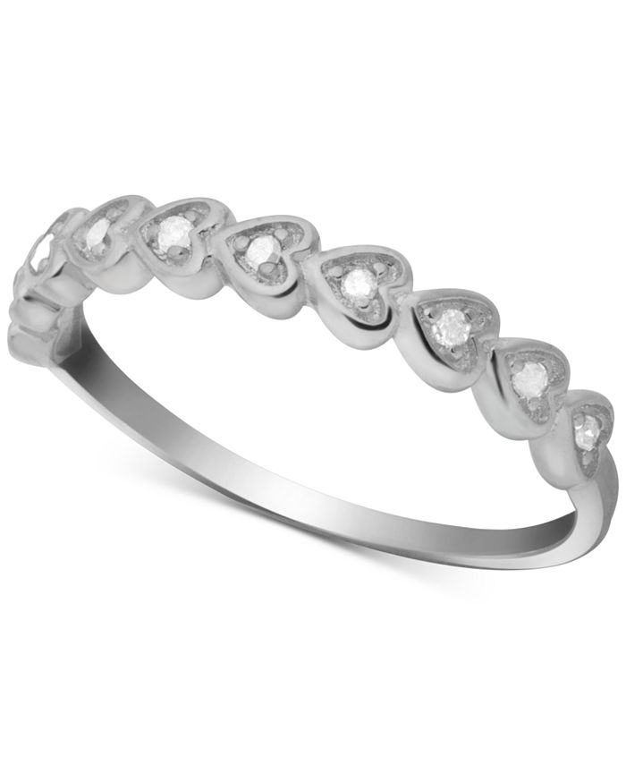 Macy's Diamond Heart Ring (1/10 ct. t.w.) in Sterling Silver Macy's