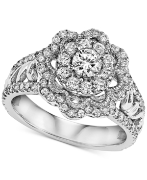 image of Diamond Floral Engagement Ring (1 ct. t.w.) in 14k White Gold