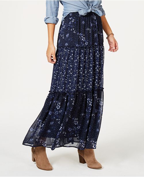 Style & Co Tiered Printed Maxi Skirt, Created for Macy's Skirts