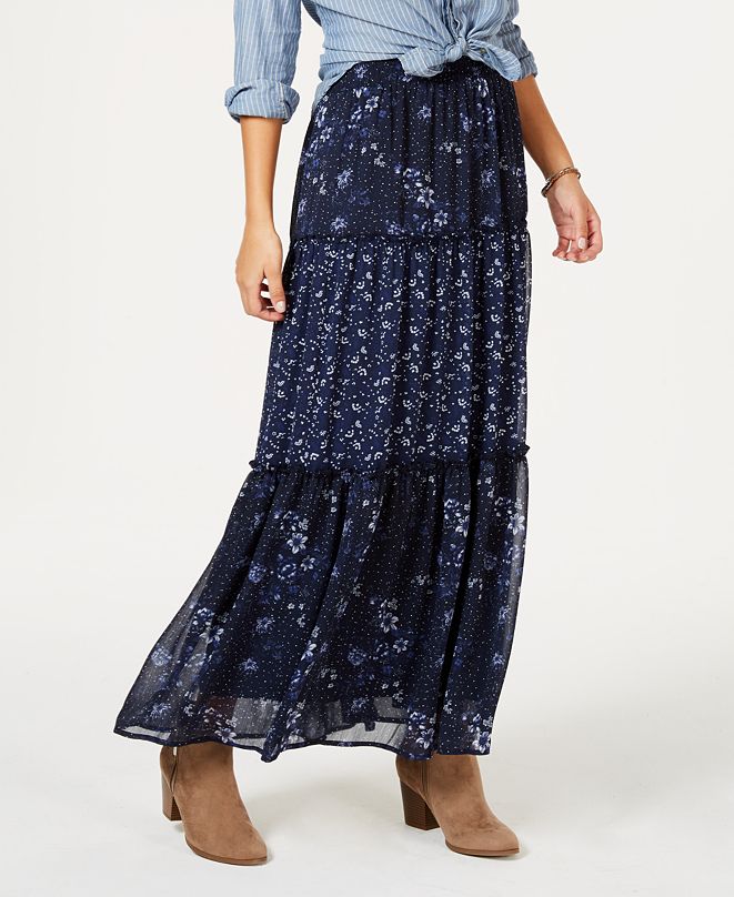 Style & Co Petite Printed Tiered Maxi Skirt, Created for Macy's ...
