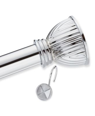 Elegant Home Fashions - Forget Me Not Decorative Shower Rod and Hooks Set - Chrome Finish