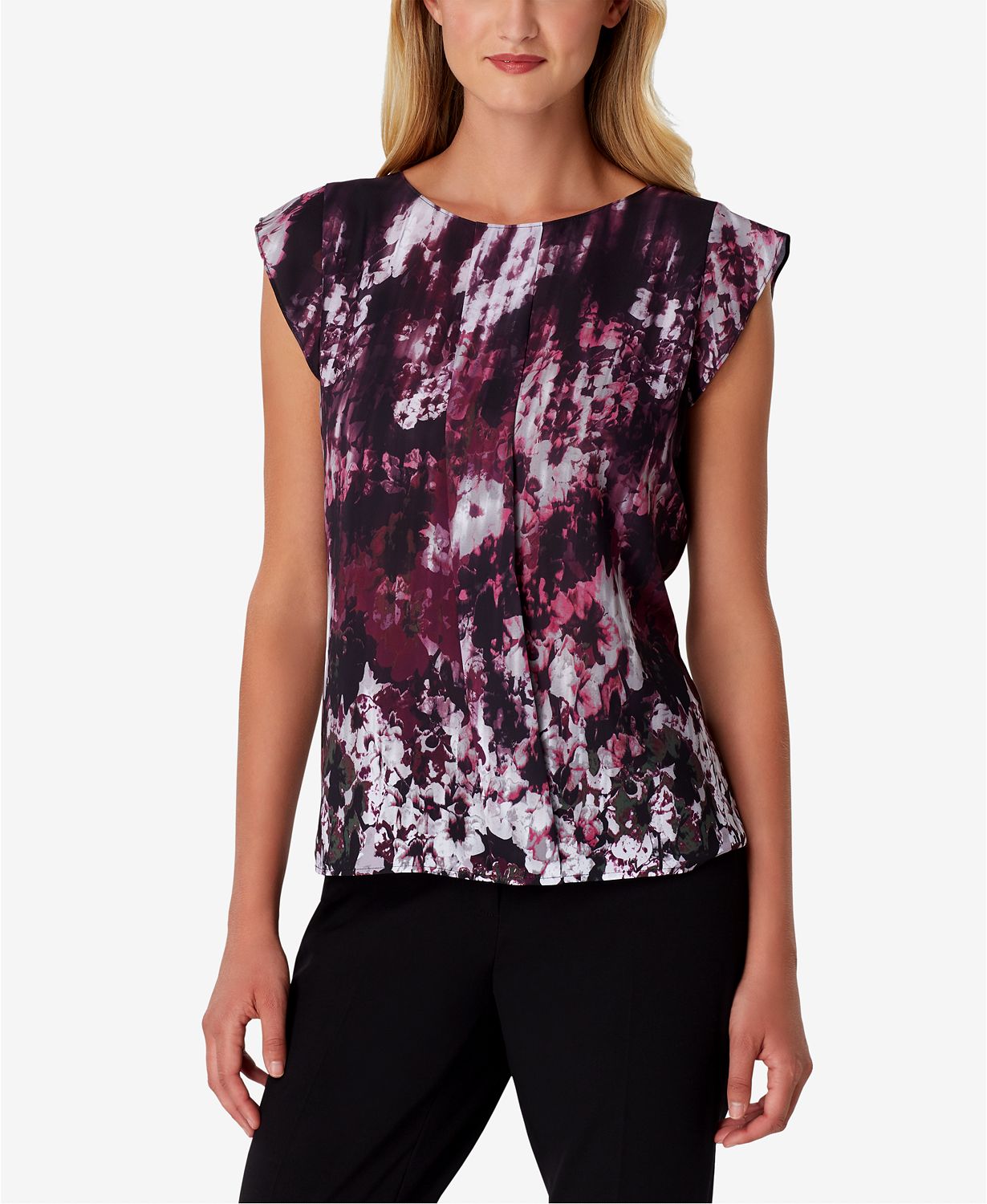 Printed Cap-Sleeve Top