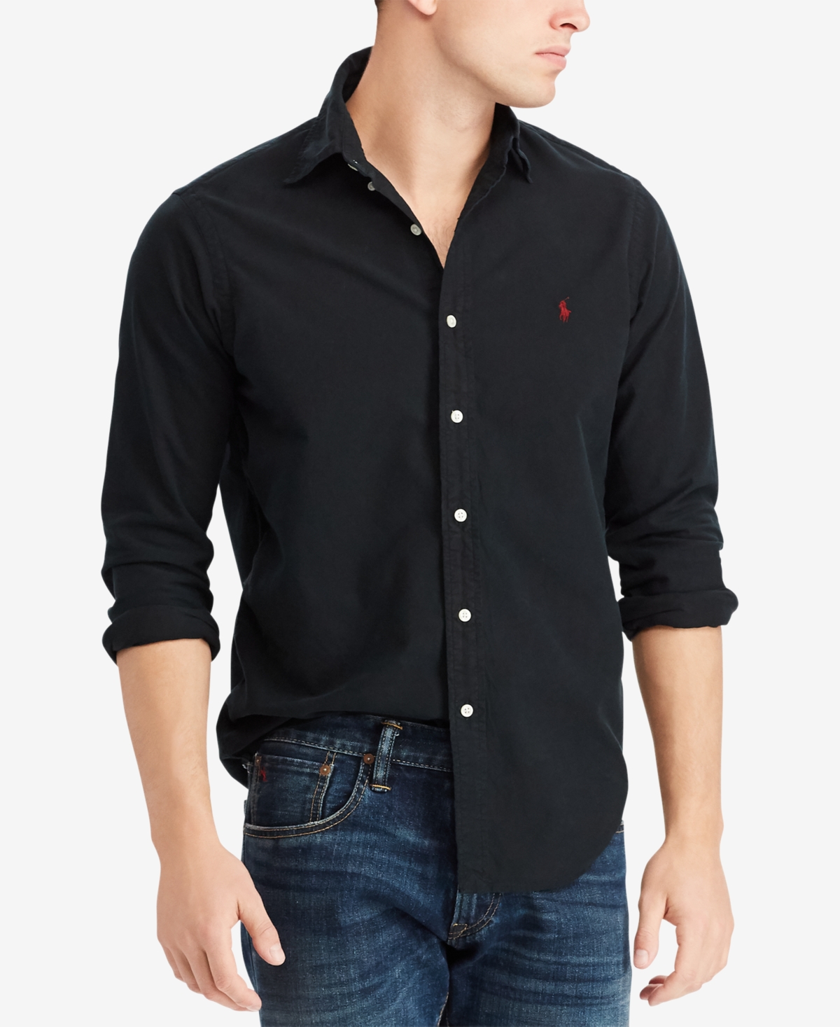 Shop Polo Ralph Lauren Men's Garment-dyed Oxford Shirt In Polo Black
