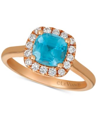 Le Vian - Blue Zircon (1-5/8 ct .t.w.) & Diamond (1/3 ct. t.w.) Ring in 14k Rose Gold
