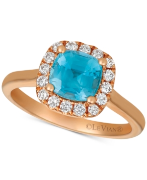 image of Le Vian Blue Zircon (1-5/8 ct.t.w.) & Diamond (1/3 ct. t.w.) Ring in 14k Rose Gold