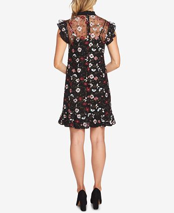 Cece embroidered 2025 mesh sheath dress
