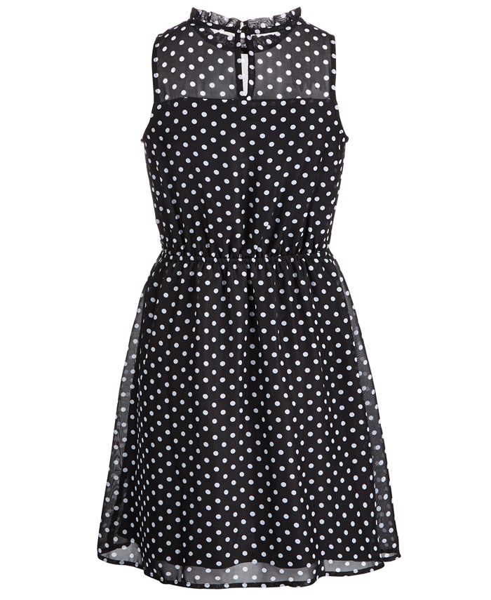 Monteau Big Girls Embellished Dot-Print Dress - Macy's
