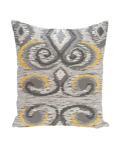 E By Design 16 Inch Light Gray And Yellow Decorative Flocked