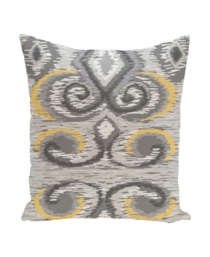 E By Design 16 Inch Light Gray And Yellow Decorative Flocked Floral Throw Pillow