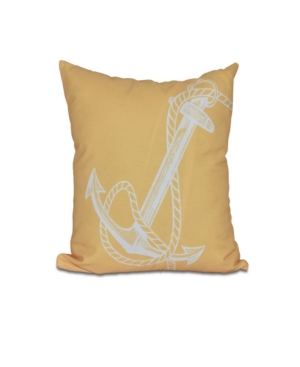 E By Design Anchored 16 Inch Yellow Decorative Nautical Throw Pillow