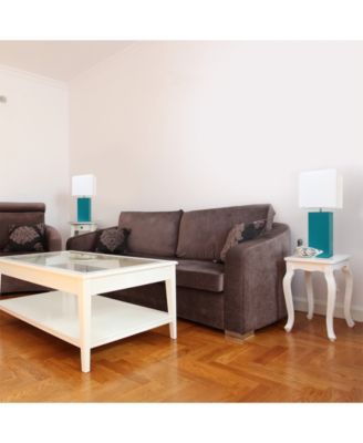 Elegant Designs 2 Pack Modern Leather Table Lamps with White Fabric Shades