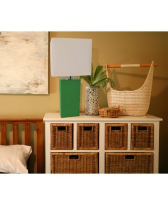 Elegant Designs Modern Leather Table Lamp with White Fabric Shade