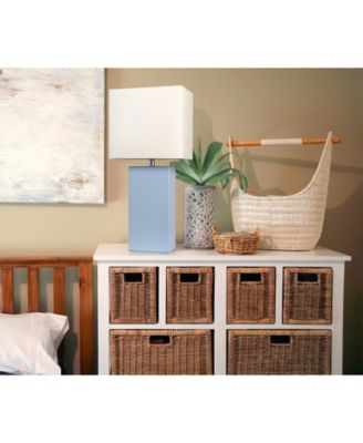 Elegant Designs Modern Leather Table Lamp with White Fabric Shade