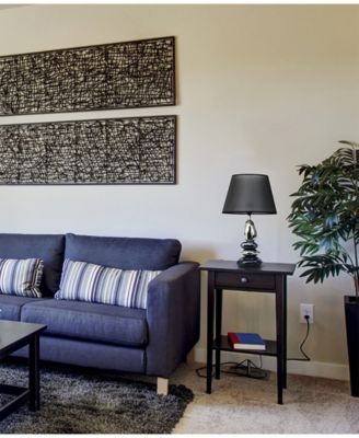 Elegant Designs Stacked Chrome and Metallic Blue Stones Ceramic Table Lamp with Black Shade