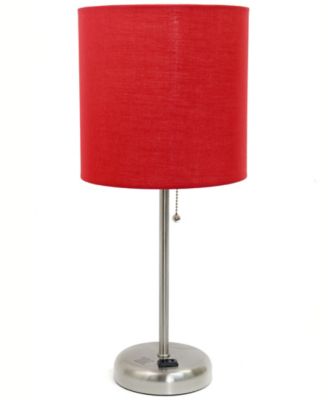 Lime Lights Stick Lamp with Charging Outlet and Fabric Shade