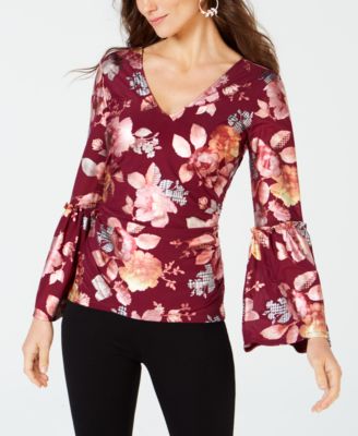 Thalia Sodi - Printed Bell-Sleeve Top