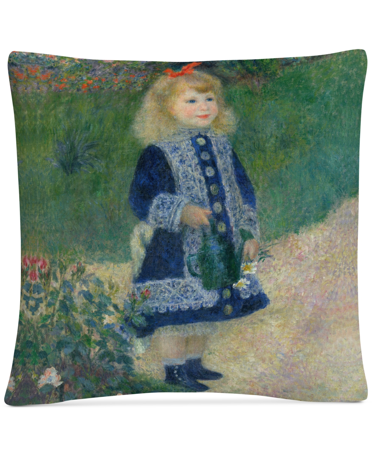 Pierre Renoir A Girl With a Watering Can Decorative Pillow, 16 x 16