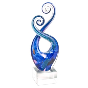 Badash Crystal Monet Swirl Art Glass Sculpture In Multi