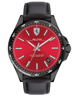 Ferrari Men's Pilota Black Silicone Strap Watch 42mm