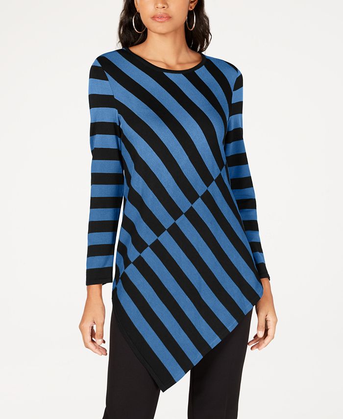 Alfani Women's Colorblocked Asymmetrical Sweater Black Size 2X