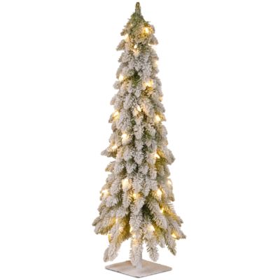 National Tree Company - 24" Snowy Downswept Forestree with Metal Plate and 50 Clear Lights