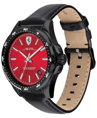 Ferrari Men's Pilota Black Silicone Strap Watch 42mm