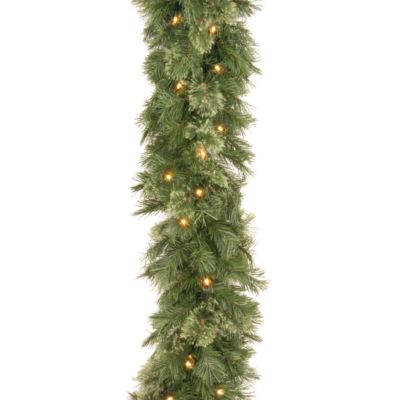 National Tree Company - 9' x 10" Wispy Willow Garland with 50 Clear Lights