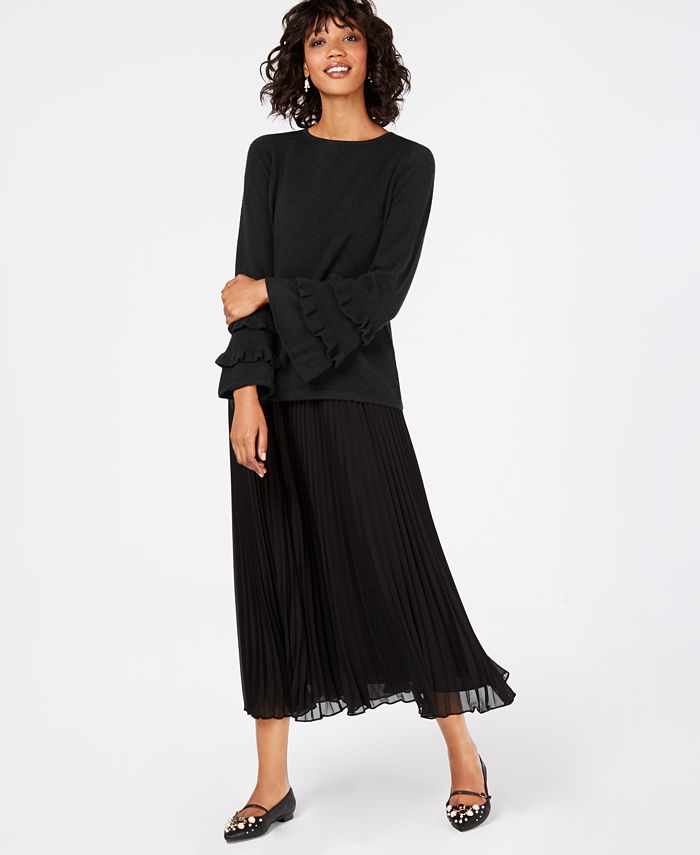 Charter Club Ruffled Pure Cashmere Sweater, Created for Macy's - Macy's