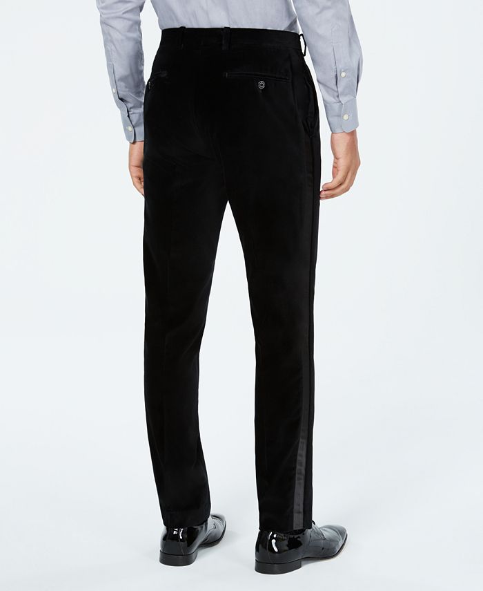 Tallia Men's Slim-Fit Black Velvet with Satin Side Stripe Suit Pants ...