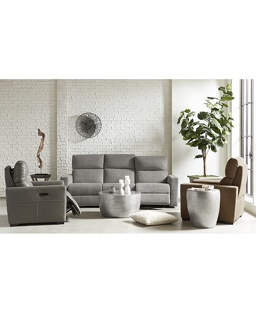 Furniture Clynton Fabric Leather Power Reclining Sofa Collection