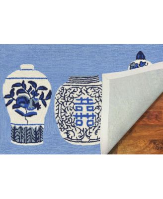 Liora Manne Front Porch Indoor/Outdoor Ginger Jars Blue 2' x 3' Area Rug
