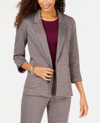 Nine West - Houndstooth Kiss-Front Jacket