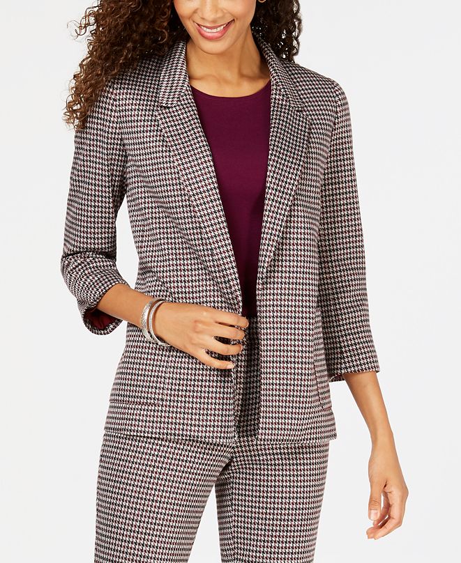 Nine West Houndstooth Kiss-Front Jacket & Reviews - Jackets & Blazers ...